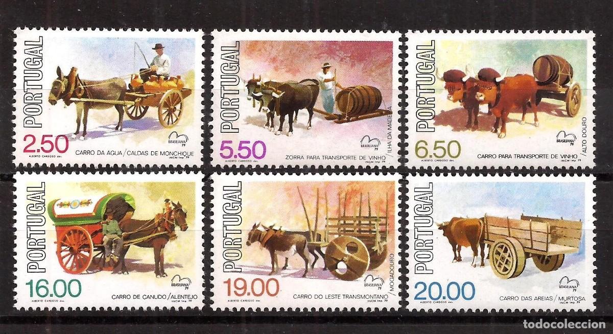 Sellos: PORTUGAL 1979 6 STAMPS MNH TRANSPORTE CARRUAJES TRADICIONALES TRADITIONAL CARRIAGES CABALLOS HORSES