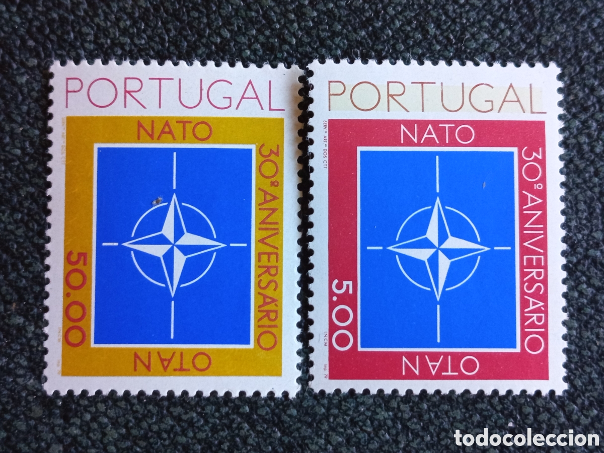 Sellos: Pareja Sellos Portugal 1979 30&ordm; Aniversario OTAN Scott 1443-1444 MNH