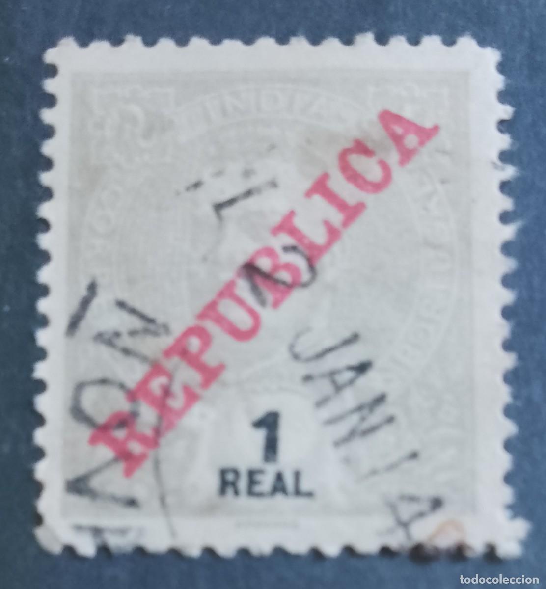 Sellos: INDIA PORTUGAL - V/F 1 REAL - A&Ntilde;O 1903, D. CARLOS I - SUPERPUESTO: REP&Uacute;BLICA - VER DESCRIPCI&Oacute;N