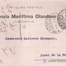 Sellos: ENTERO POSTAL ITALIANO DE GÉNOVA A JEREZ DE LA FRONTERA. 1913.. Lote 21165743