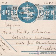 Sellos: POSTAL ENTERO POSTAL.DE LISBOA A HUELVA. 23-12-1937. VIVA ESPAÑA EN MARGEN SUPERIOR.. Lote 21324389