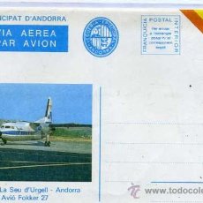 Selos: SOBRE ENTERO POSTAL AEROGRAMA ANDORRA - AEROPORT LA SEU D'URGELL - NUEVO. Lote 31828946