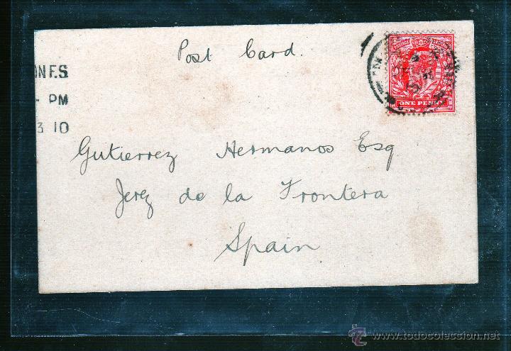Sellos: ENTERO POSTAL DE INGLATERRA A JEREZ. - Foto 1