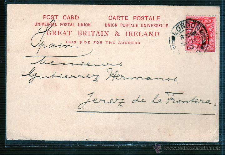 Sellos: ENTERO POSTAL DE INGLATERRA A JEREZ. - Foto 1