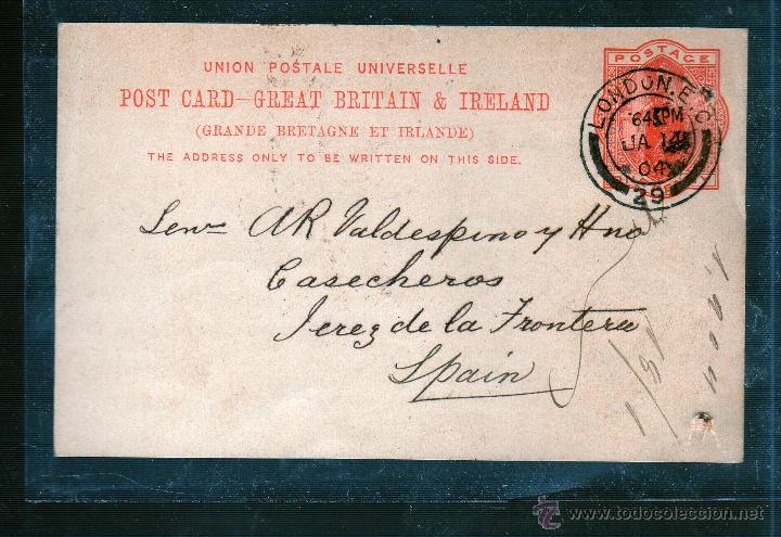 Sellos: ENTERO POSTAL DE INGLATERRA A JEREZ. - Foto 1