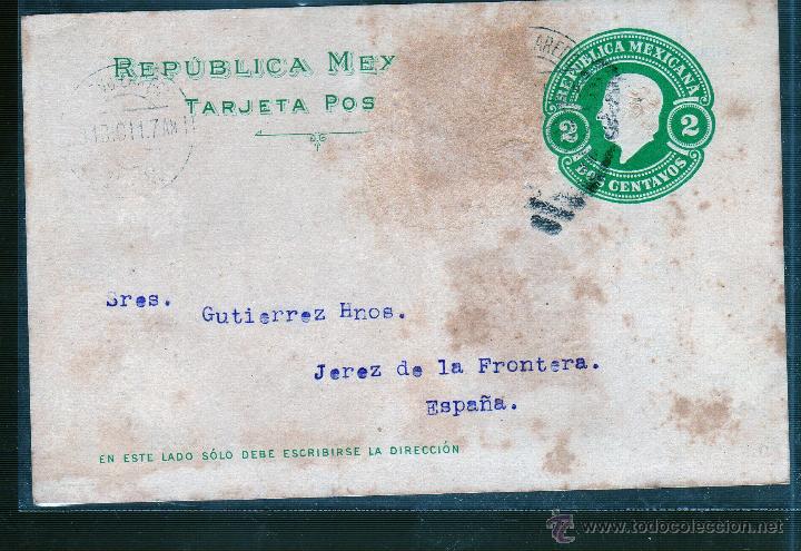 Sellos: ENTERO POSTAL DE MEXICO A JEREZ. - Foto 1