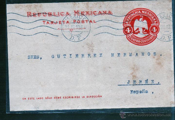 Sellos: ENTERO POSTAL DE MEXICO A JEREZ. - Foto 1