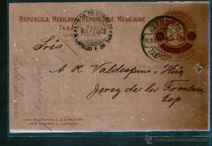 Sellos: ENTERO POSTAL DE MEXICO A JEREZ. - Foto 1