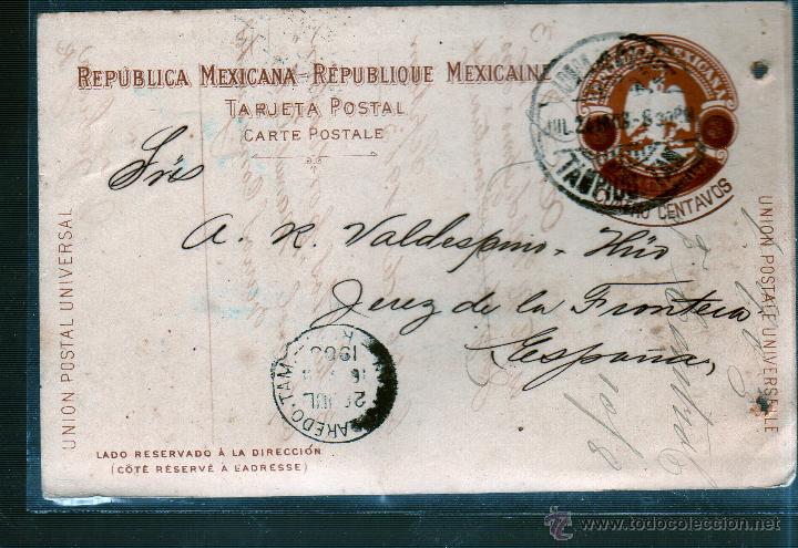 Sellos: ENTERO POSTAL DE MEXICO A JEREZ. - Foto 1