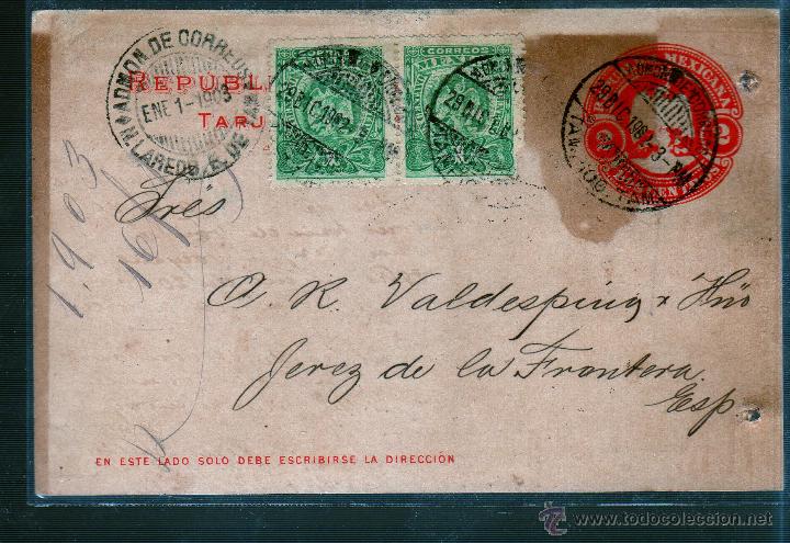 Sellos: ENTERO POSTAL DE MEXICO A JEREZ. - Foto 1