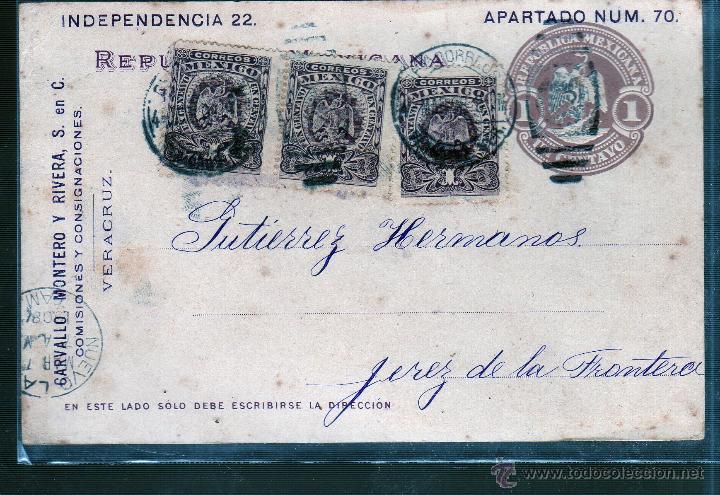 Sellos: ENTERO POSTAL DE MEXICO A JEREZ. - Foto 1