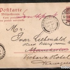 Francobolli: ALEMANIA IMPERIO. ENTERO POSTAL. 1902. HAMBURGO-MANCHESTER. Lote 289825663