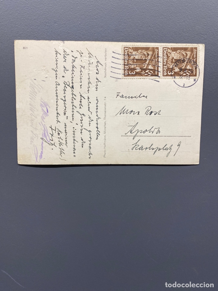 Sellos: ENTERO POSTAL HOFFMANN CIRCULADO 1935. MUNICH - Foto 2