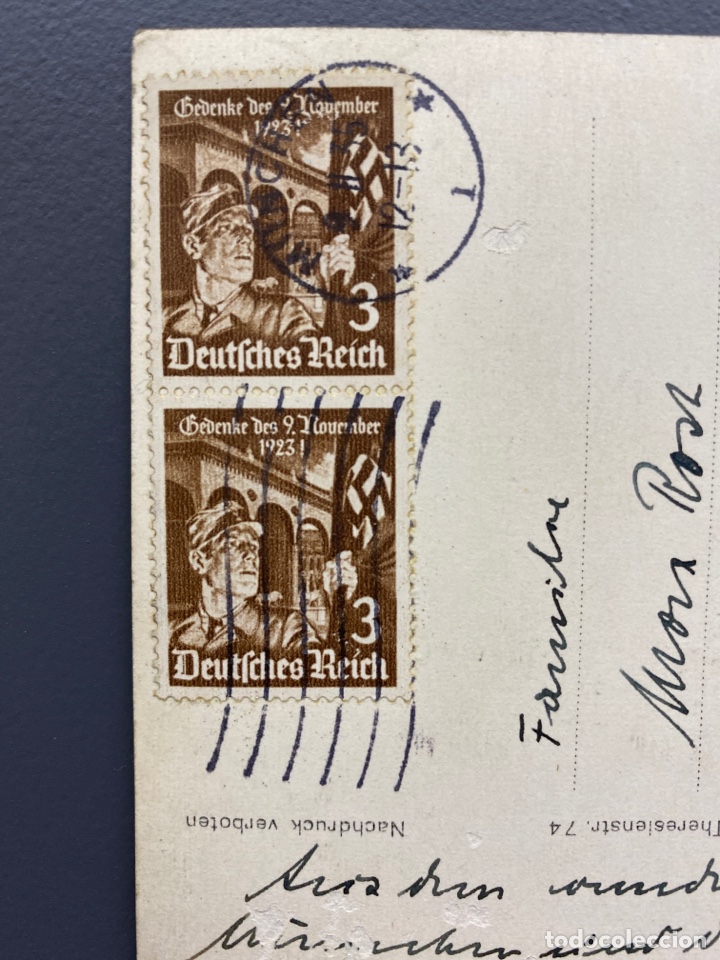 Sellos: ENTERO POSTAL HOFFMANN CIRCULADO 1935. MUNICH - Foto 3