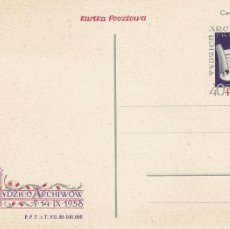 Sellos: POLONIA 1958 SIN CIRCULAR POLSKA / TYDZZIEN ARCHIWOW - SEMANA DE LOS ARCHIVOS / ENTERO MUY ESCASO