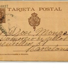 Sellos: ENTERO POSTAL-ALFONSO XIII- AÑO 1899- CIRCULADO IGUALADA -BARCELONA