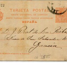 Sellos: ENTERO POSTAL-ALFONSO XIII-AÑO 1912- CIRCULADO BARCELONA-BARCELONA