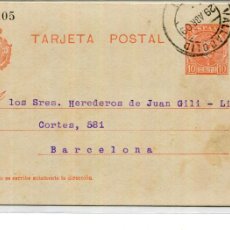 Sellos: ENTERO POSTAL-ALFONSO XIII-AÑO 1909- CIRCULADO VALLADOLID-BARCELONA