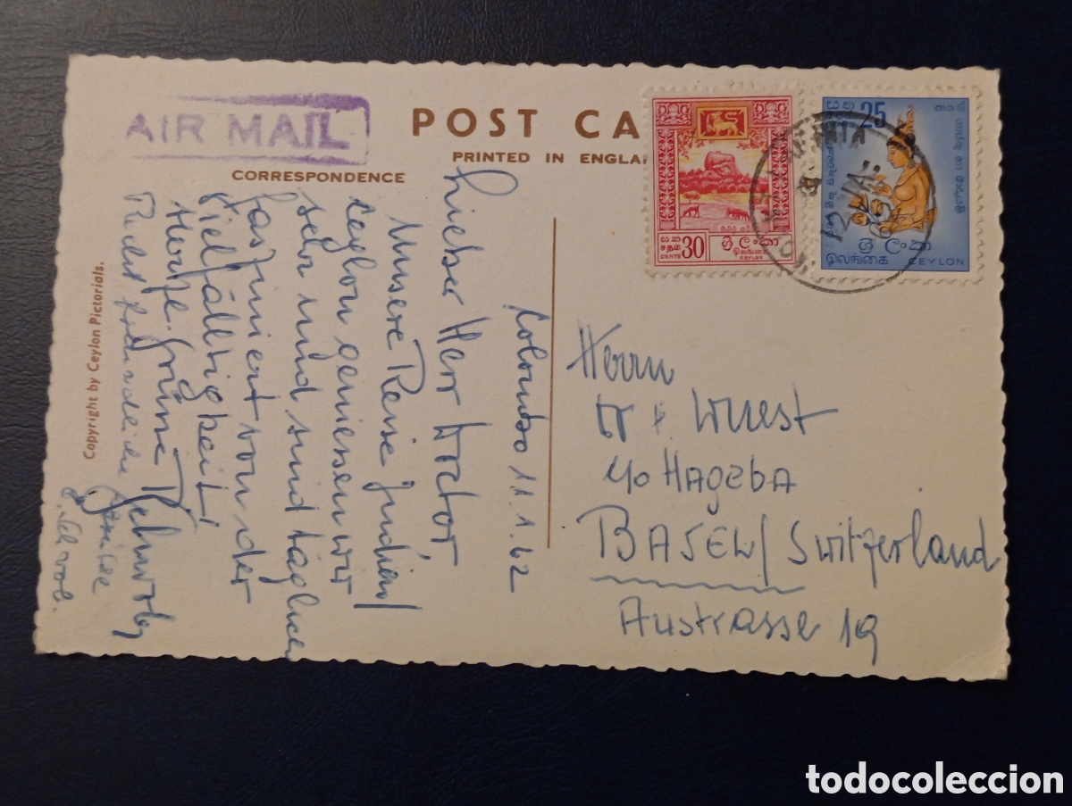 Sellos: Postal Ceil&aacute;n 1950 Elefantes - Foto 2