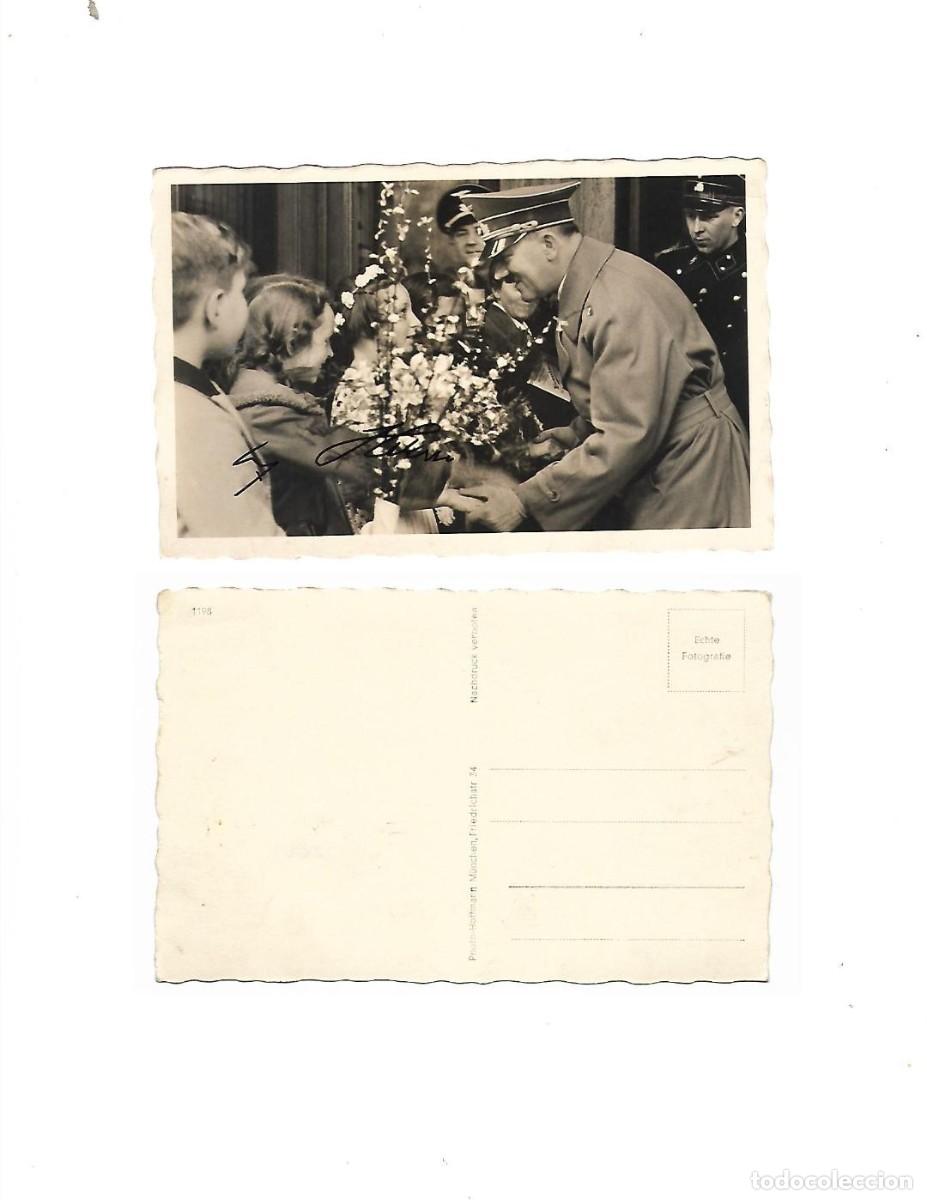 Francobolli: Postal autografiado firmado mano por Adolf Hitler