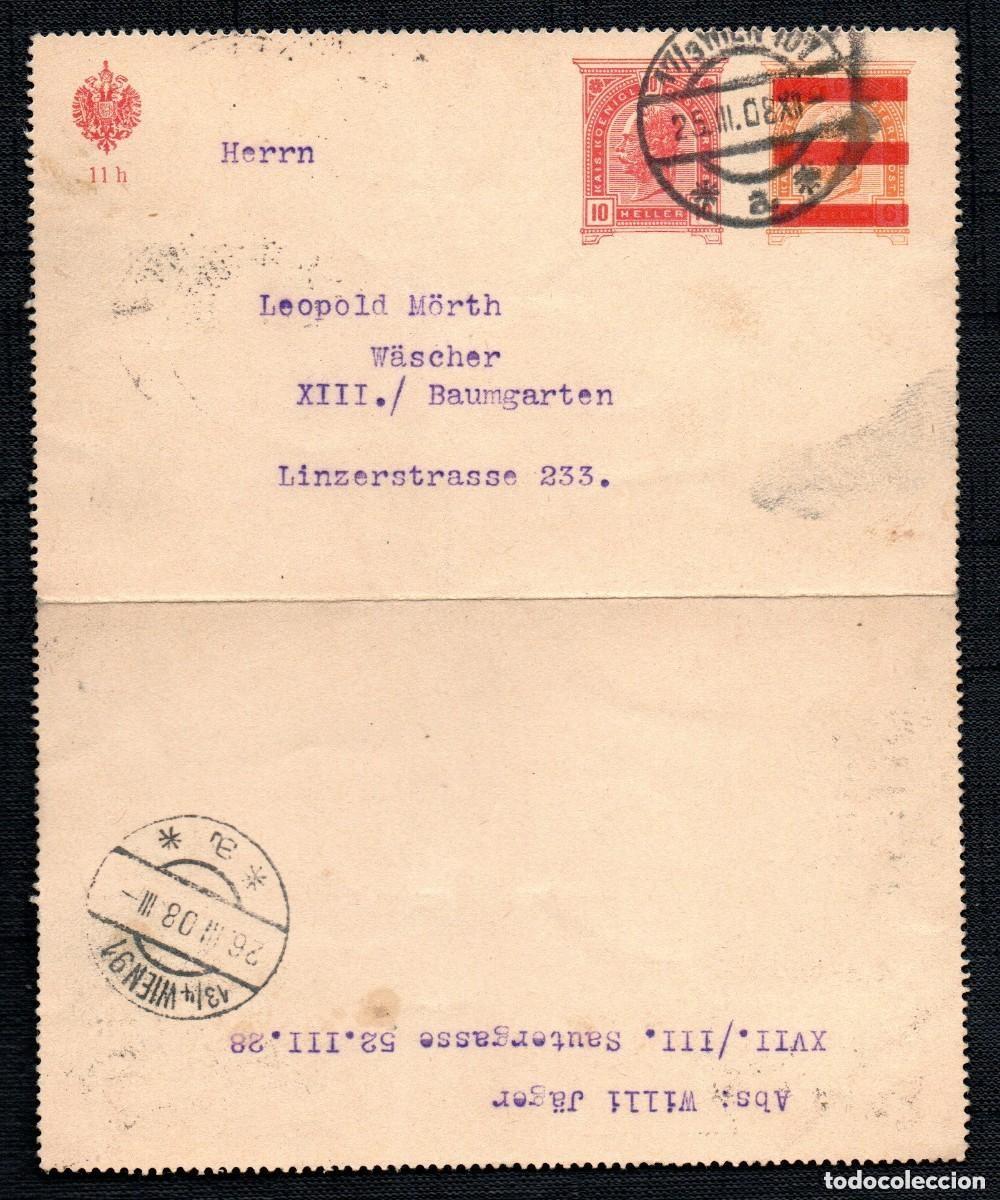 Sellos: AUSTRIA. 1908. ENTERO POSTAL K46 - Foto 1
