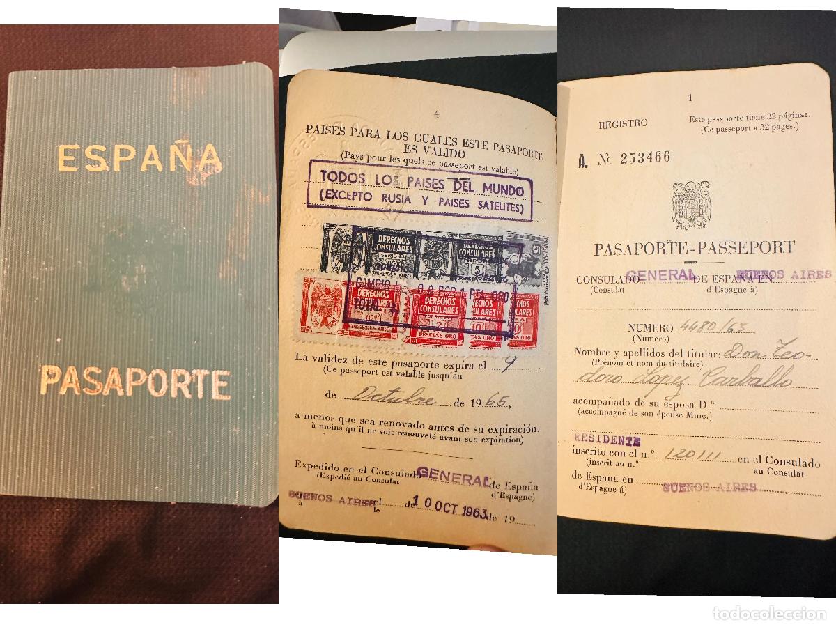 Selos: CMI) 1963. SPAIN. PASSPORT. COAT OF ARMS OF SPAIN (IN EMBOSSED SEALS). DESTINATION: ARGENTINA. XF