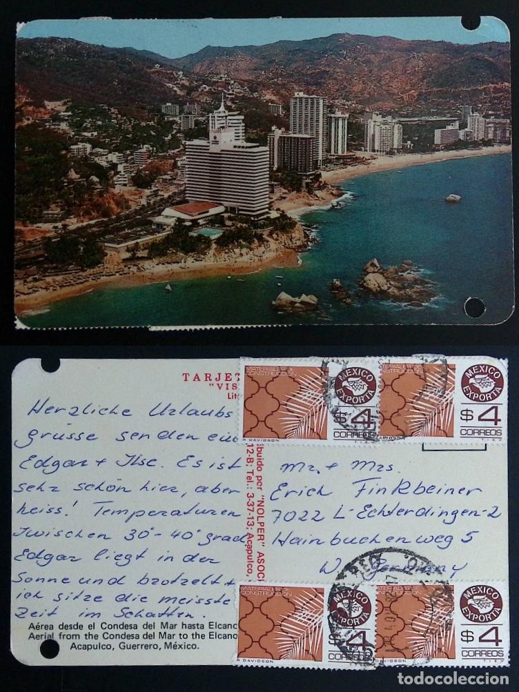 Stamps: CMI) 1970. MEXICO. TOURIST POSTCARD. VIEW OF ACAPULCO HOTELS. ARCHITECTURE AND EXPORTS. SENT TO GERM