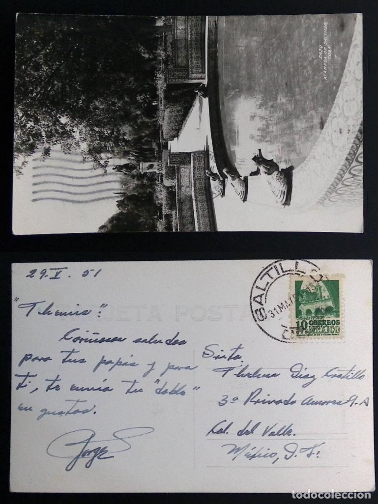 Stamps: CMI) 1951. MEXICO. POSTCARD. ALAMEDA DE SALTILLO. ARCHITECTURE. NATIONAL MONUMENT. FRONT AND BACK. X