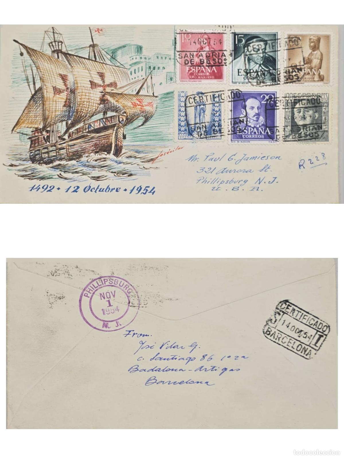 Stamps: CMI) 1954. SPAIN. STAMPS FEATURING WRITERS, HISTORICAL FIGURES, AND RELIGIOUS FIGURES. ANTIQUE SHIP.