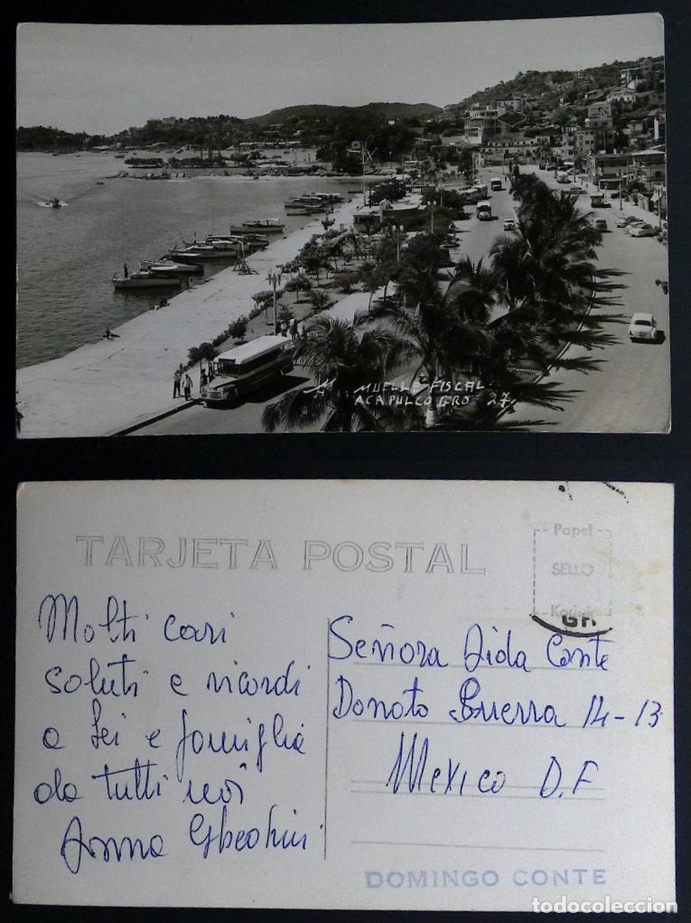 Selos: CMI) 1944. MEXICO. POSTCARD. ACAPULCO CUSTOMS PIER. BOATS AND COASTAL PALM TREES. DOMESTIC MAIL. FRO