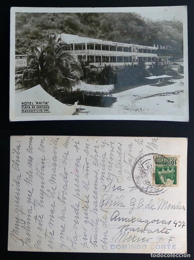 Selos: CMI) 1950. MEXICO POSTCARD. HOTEL ANITA AT PLAYA DE SANTIAGO IN MANZANILLO. HISTORIC ARCHITECTURE. D