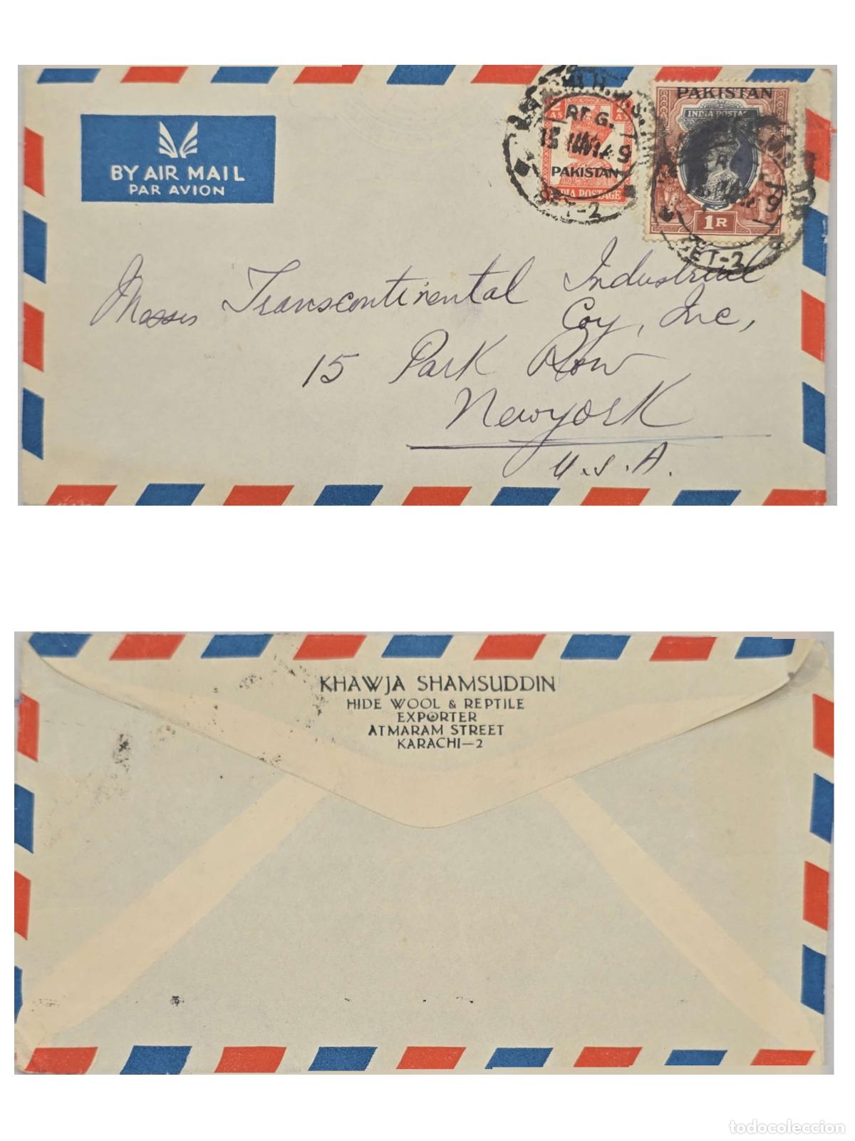 Selos: CMI) 1949. INDIAN LANDSCAPE. ROYAL FIGURE. COVER SENT TO THE USA. FRONT AND BACK. XF