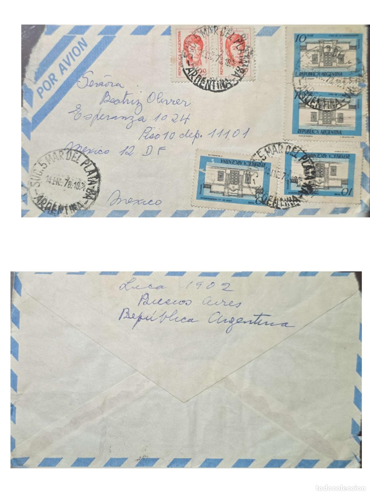 Selos: CMI) 1978. ARGENTINA. HISTORICAL FIGURE. ARCHITECTURE OF HISTORICAL BUILDINGS. ENVELOPE SENT TO MEXI