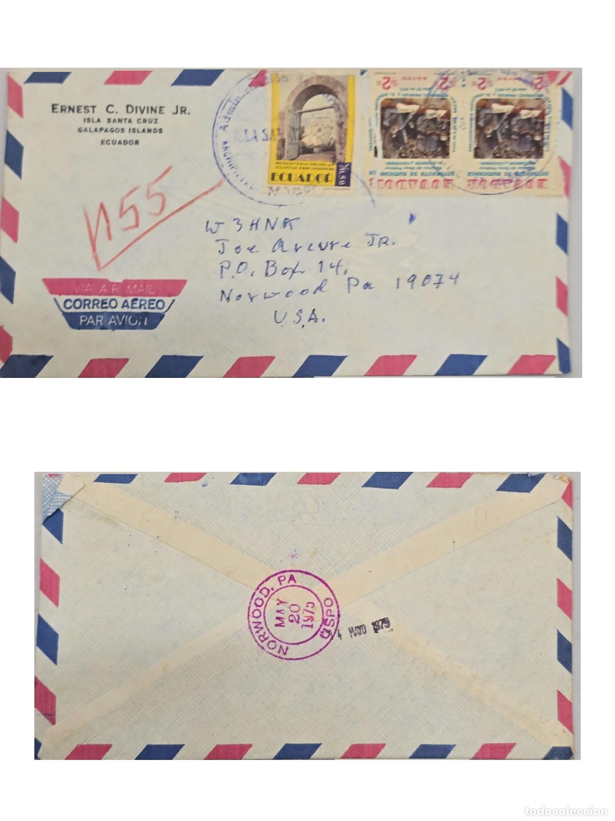 Selos: CMI) 1975. ECUADOR. NATIONAL MONUMENTS. COLONIAL ARCHITECTURE. COVER MAILED TO THE USA. FRONT AND BA