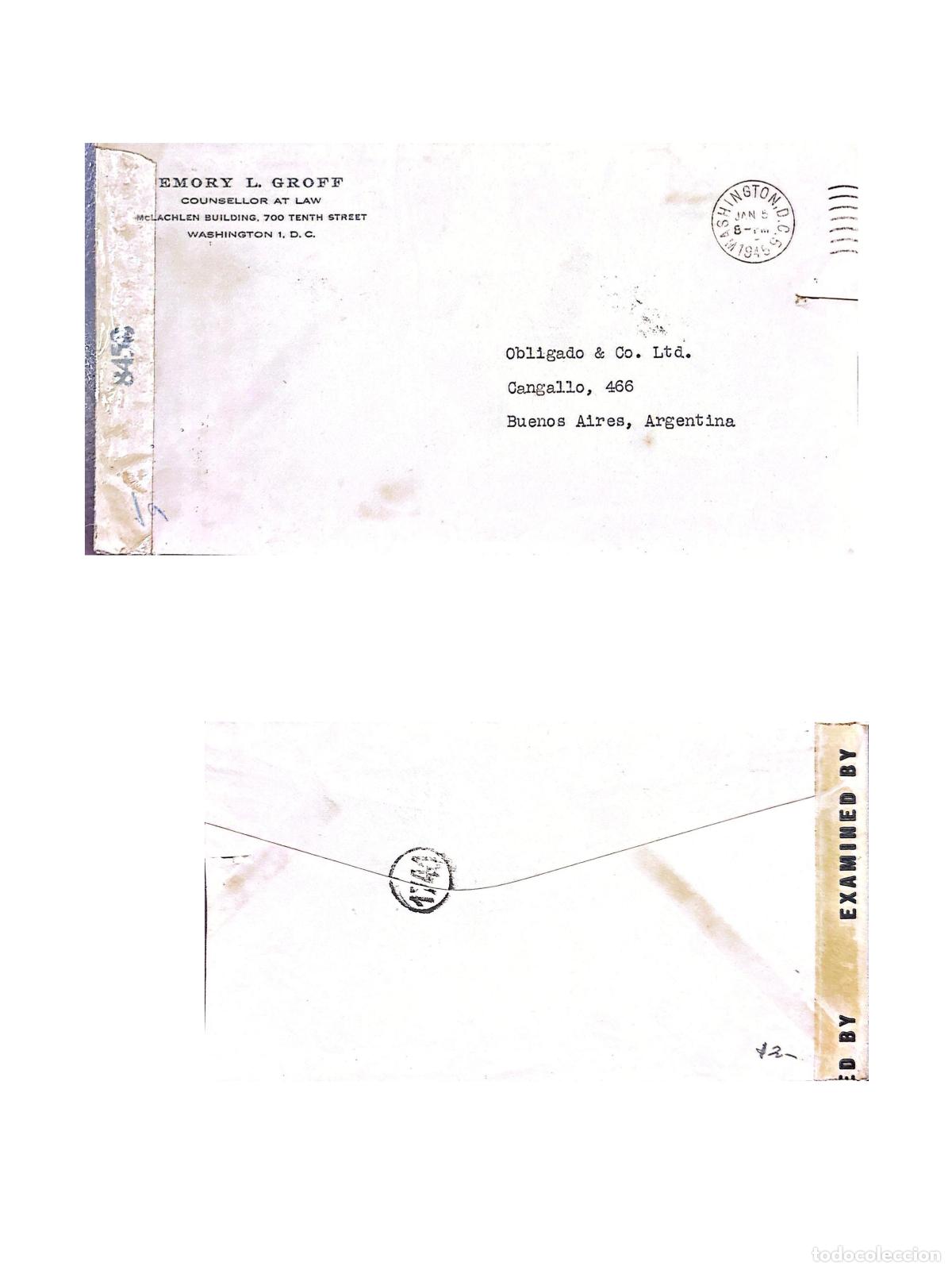Selos: CMI) 1945. UNITED STATES. METERED MAIL. ENVELOPE SENT TO ARGENTINA. FRONT AND BACK. XF