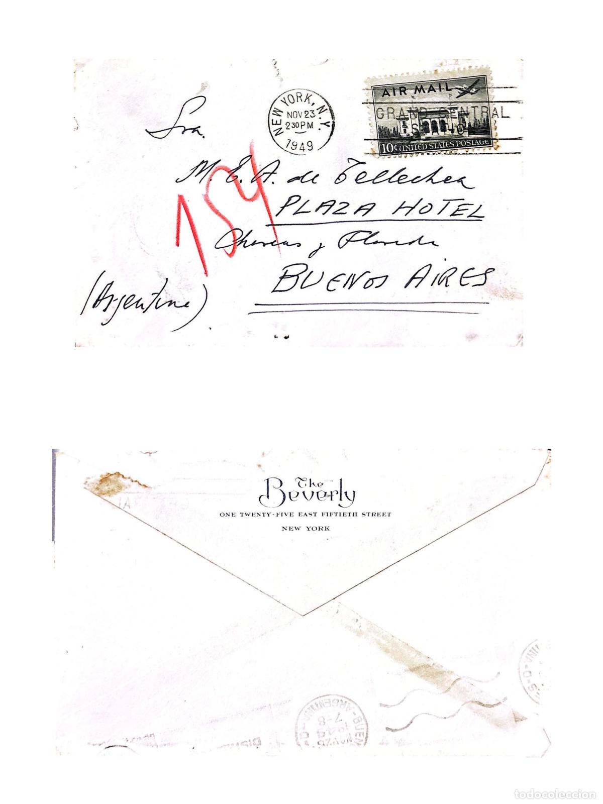 Selos: CMI) 1949. UNITED STATES. COMMERCIAL AVIATION. MONUMENTAL ARCHITECTURE. THE BEVERLY HOTEL ENVELOPE.