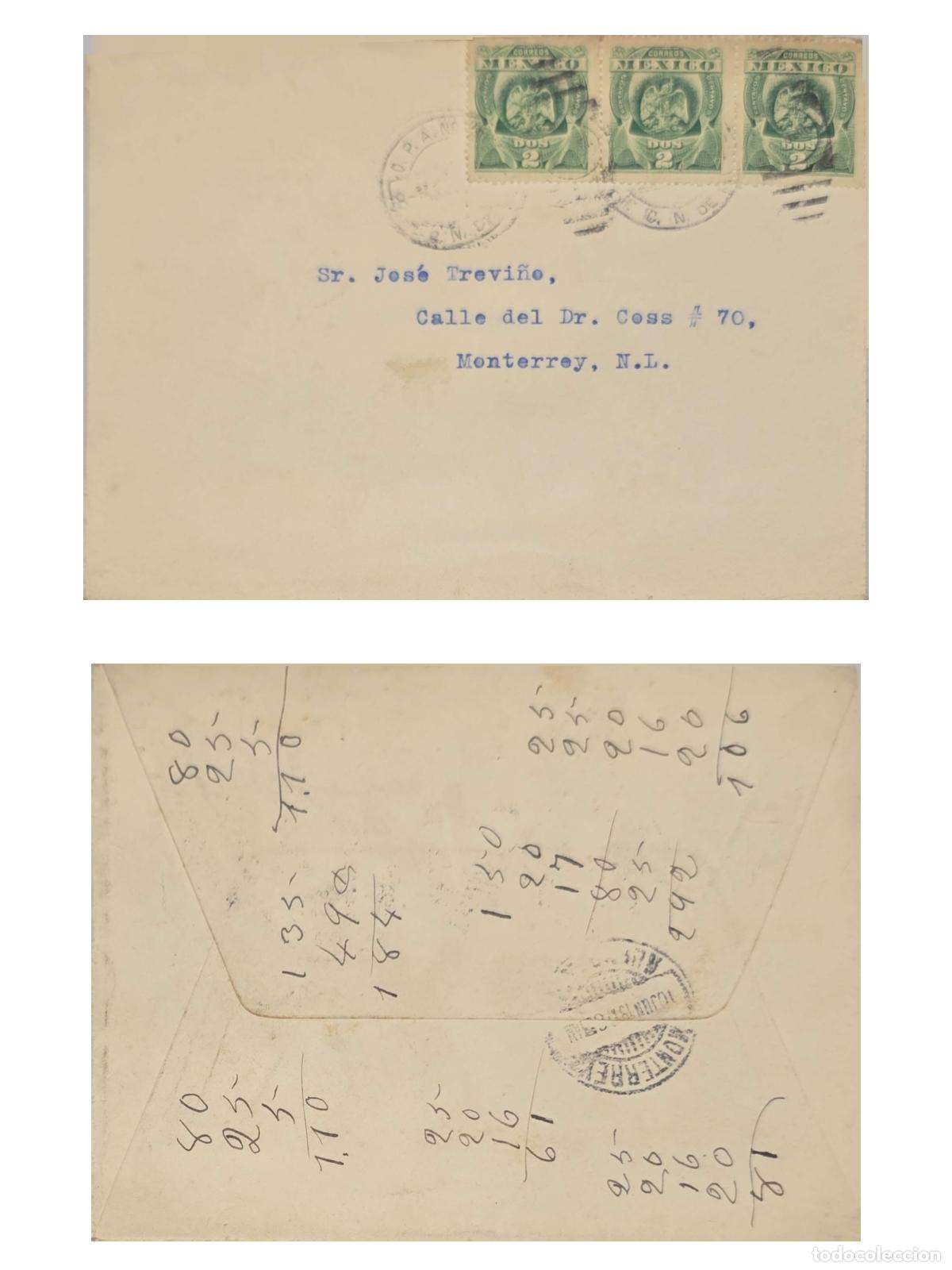 Selos: CMI) 1930. MEXICO. GREEN STAMPS FEATURING THE MEXICAN EAGLE COAT OF ARMS. DOMESTIC MAIL. FRONT AND B