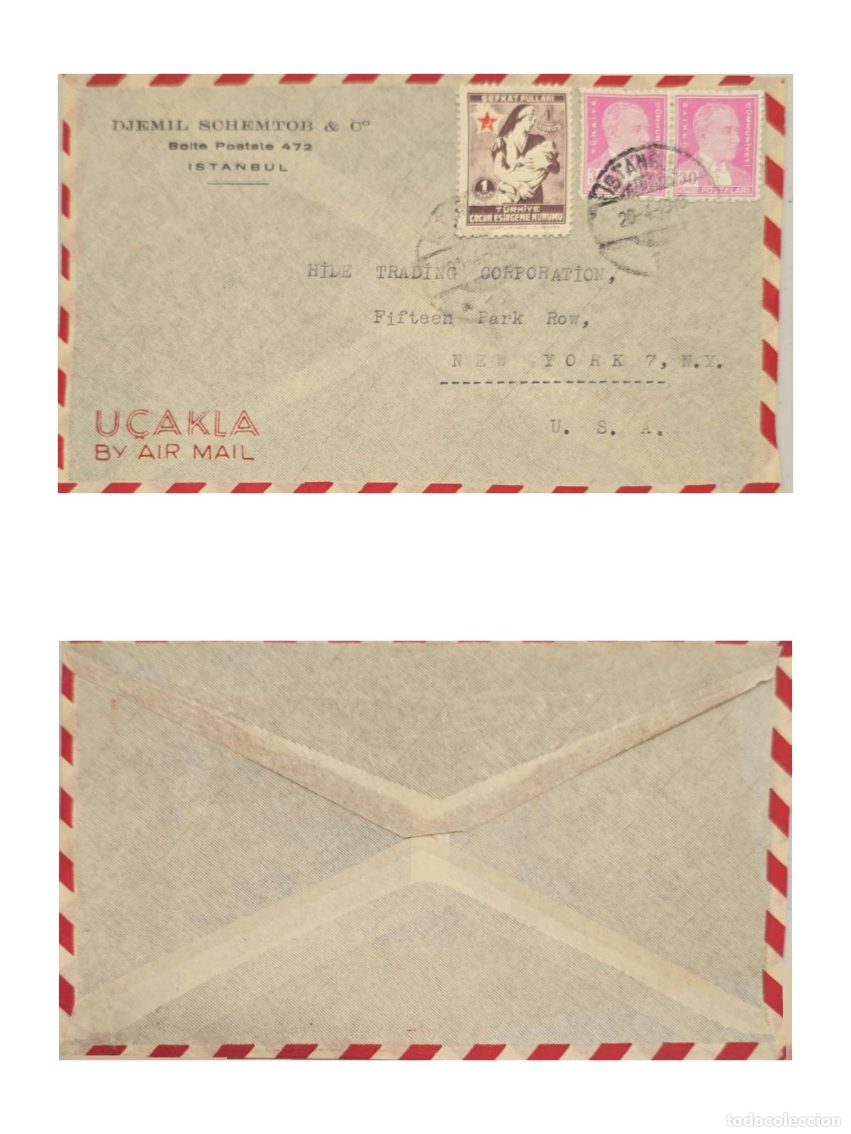 Selos: CMI) 1950. TURKEY. RED CROSS. NOTABLE FIGURE. COVER SENT TO THE USA. FRONT AND BACK. XF