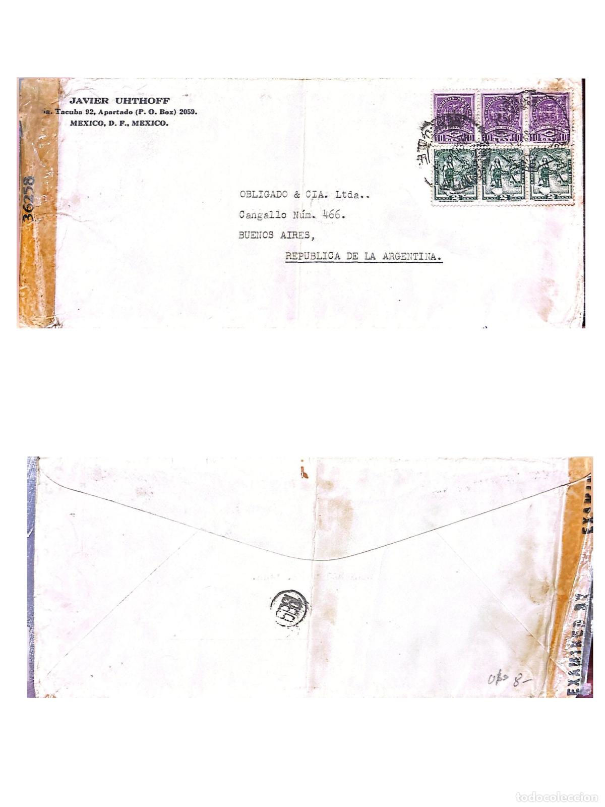 Selos: CMI) 1944. MEXICO. AGRICULTURE SCENE AND FIELD PLOWING. COVER SENT TO ARGENTINA. FRONT AND BACK. XF