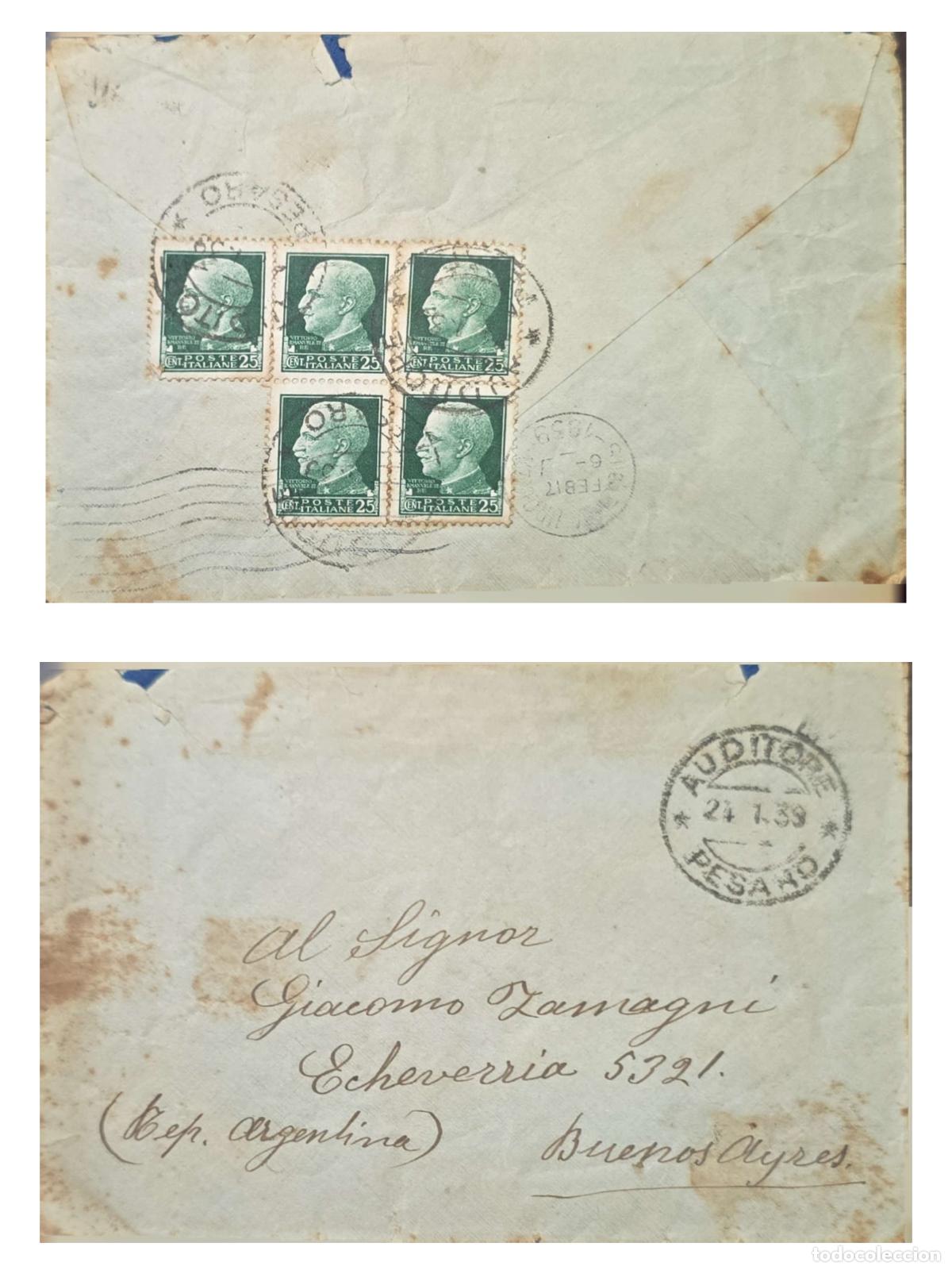 Selos: CMI) 1933. ITALY. PROFILE PORTRAIT OF KING VITTORIO EMANUELE III. SENT TO ARGENTINA. FRONT AND BACK.