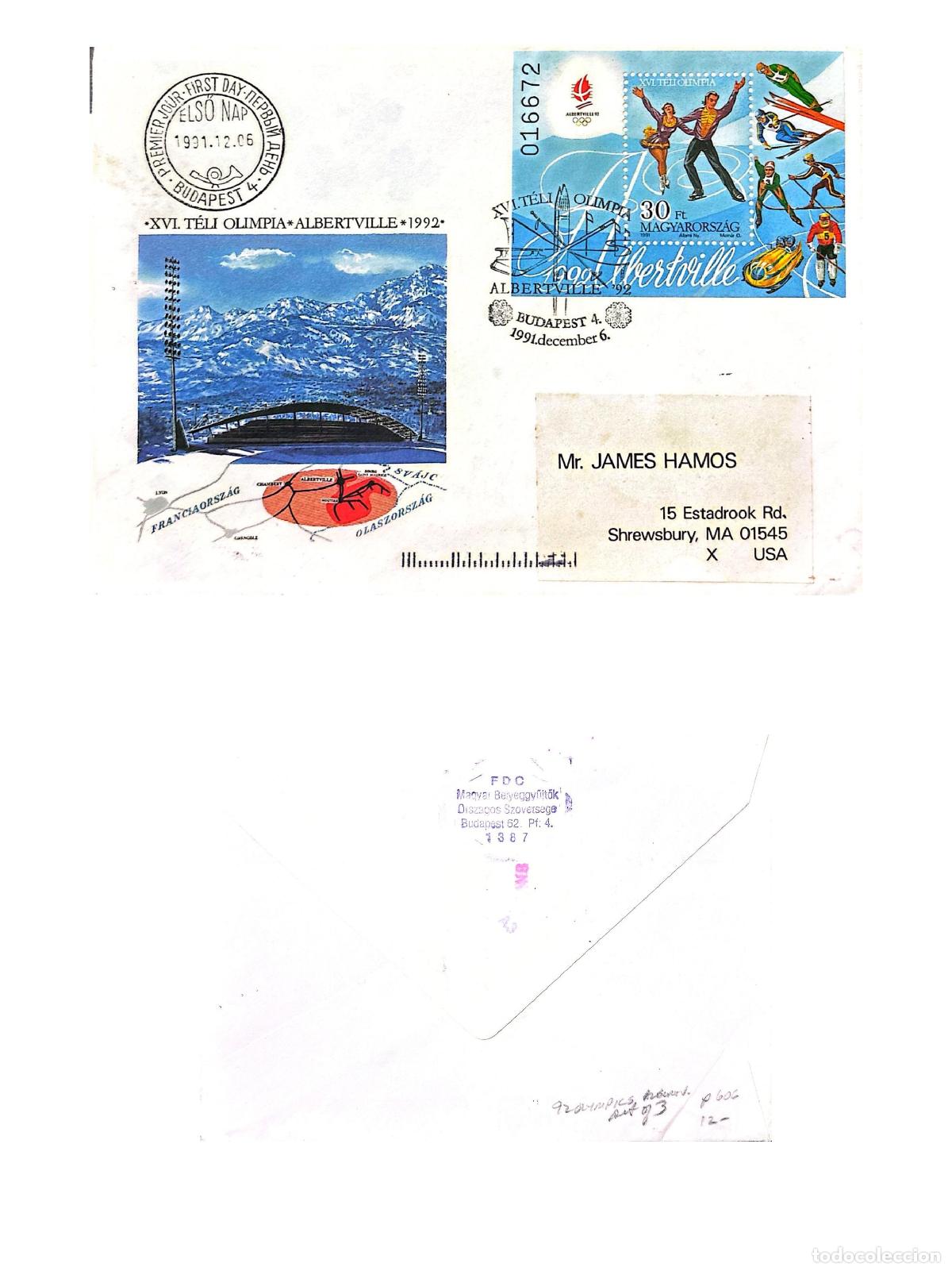 Sellos: CMI) 1991. HUNGARY. STAMP BLOCKS COMMEMORATING THE XVI WINTER OLYMPIC GAMES. FDC. OLYMPIC TRACK AND