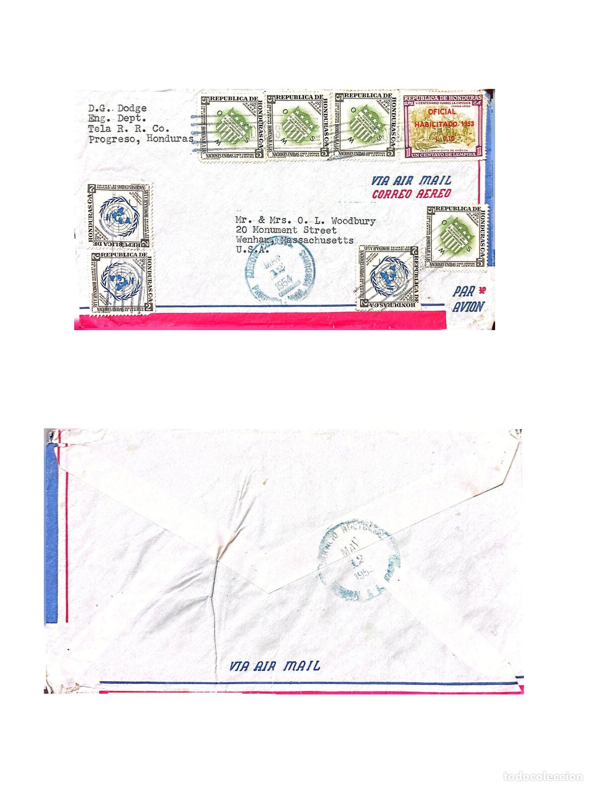 Sellos: CMI) 1954. HONDURAS. CENTENARY OF MANUEL BONILLA. UNITED NATIONS. COAT OF ARMS OF THE &rdquo;NORTH AMERICA