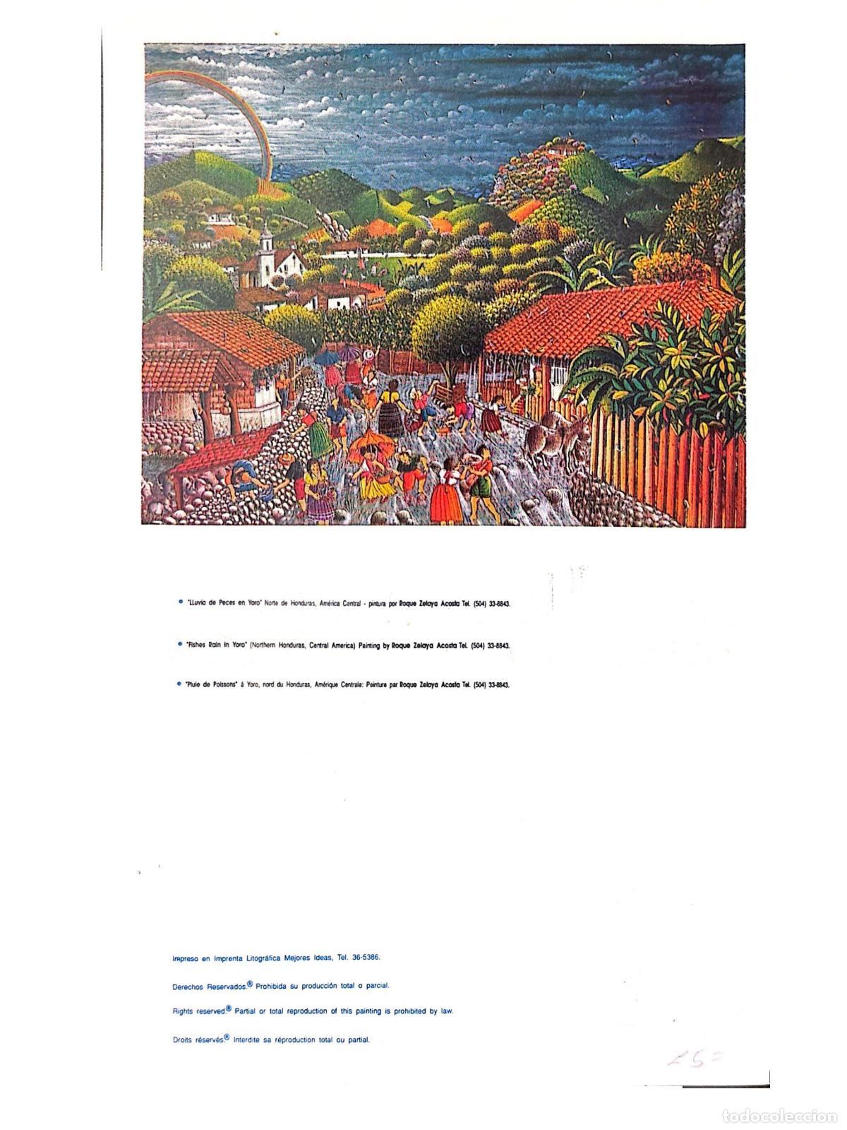 Sellos: CMI) 2000. HONDURAS. ARTISTIC POSTCARD. RAIN OF FISH IN YORO. FRONT AND BACK. XF