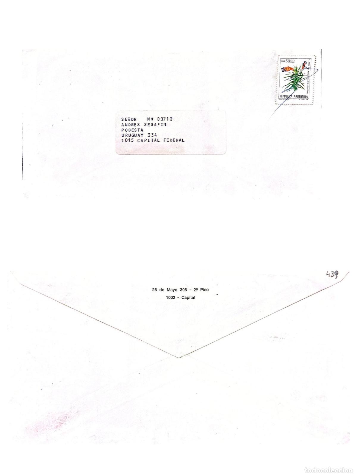 Sellos: CMI) 1985. ARGENTINA. NATIONAL NATIVE FLOWER. INTERNAL MAIL. FRONT AND BACK. XF