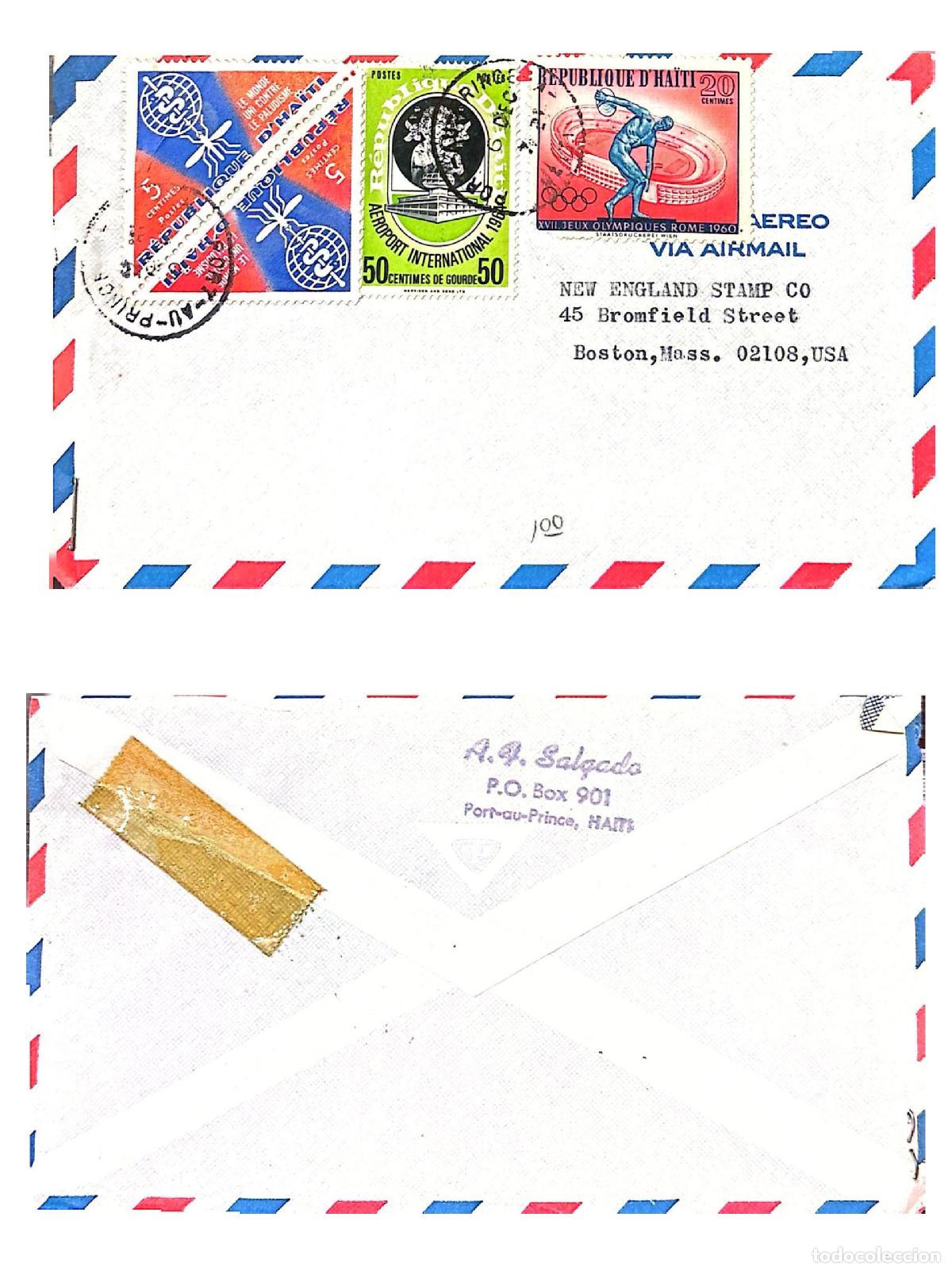 Sellos: CMI) 1960. HAITI. XVII OLYMPIC GAMES (ROME). WHO. ENVELOPE SENT TO THE USA. FRONT AND BACK. XF