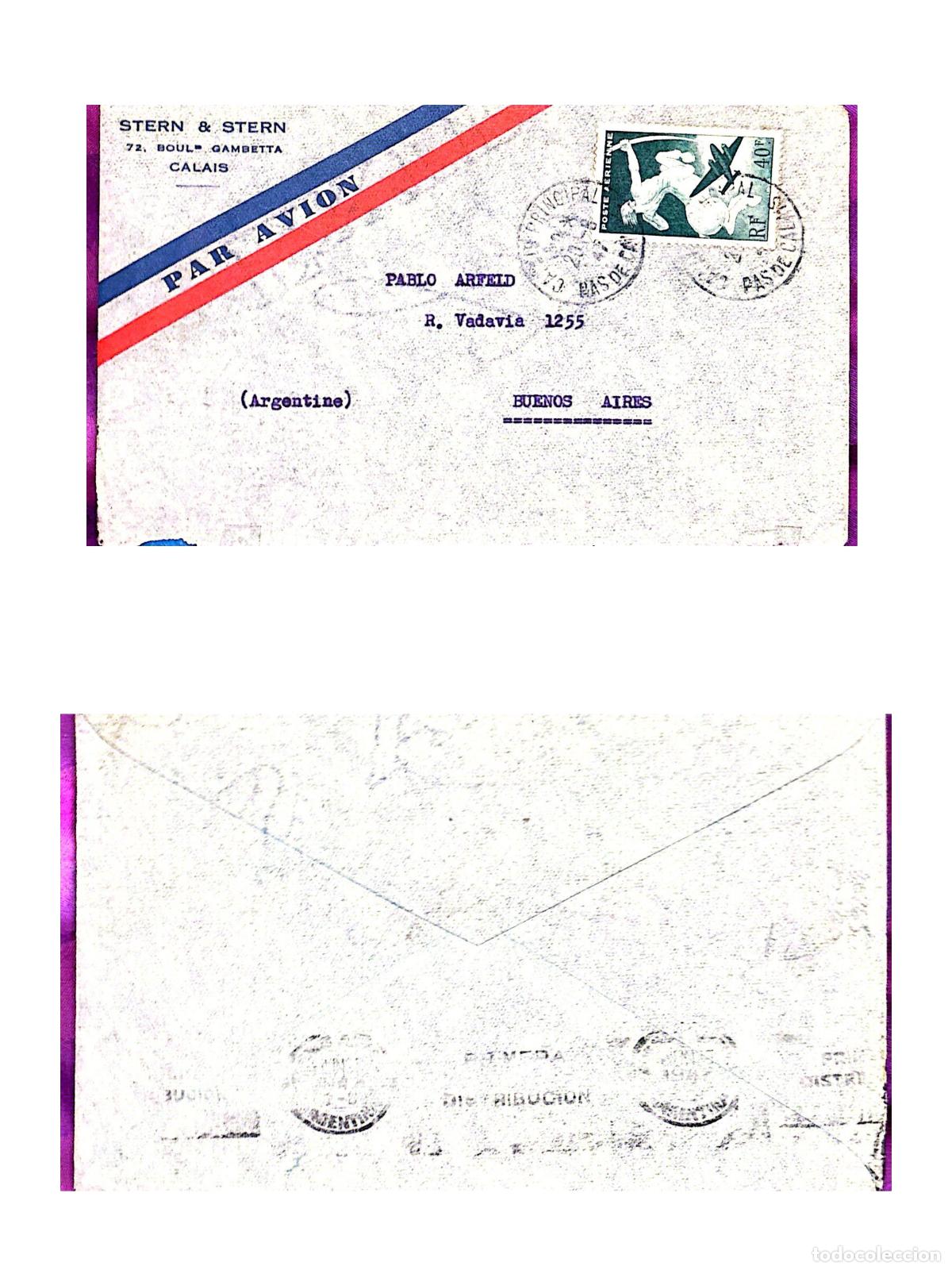 Sellos: CMI) 1939. FRANCE. ALLEGORY OF TRANSPORT AND COMMERCIAL AVIATION. COVER SENT TO ARGENTINA. FRONT AND