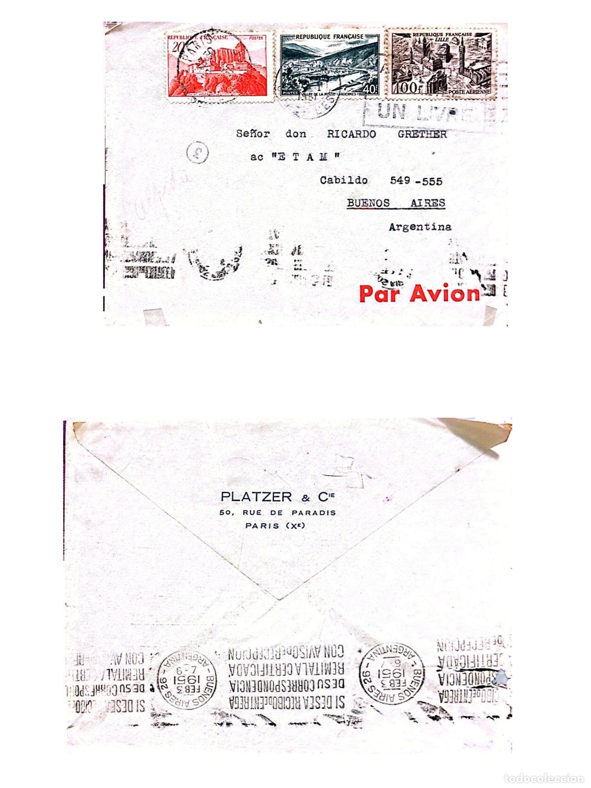 Timbres: CMI) 1951. FRANCE. LILLE LANDSCAPE. CITY VIEWS. HISTORICAL ARCHITECTURE. SENT TO ARGENTINA. FRONT AN