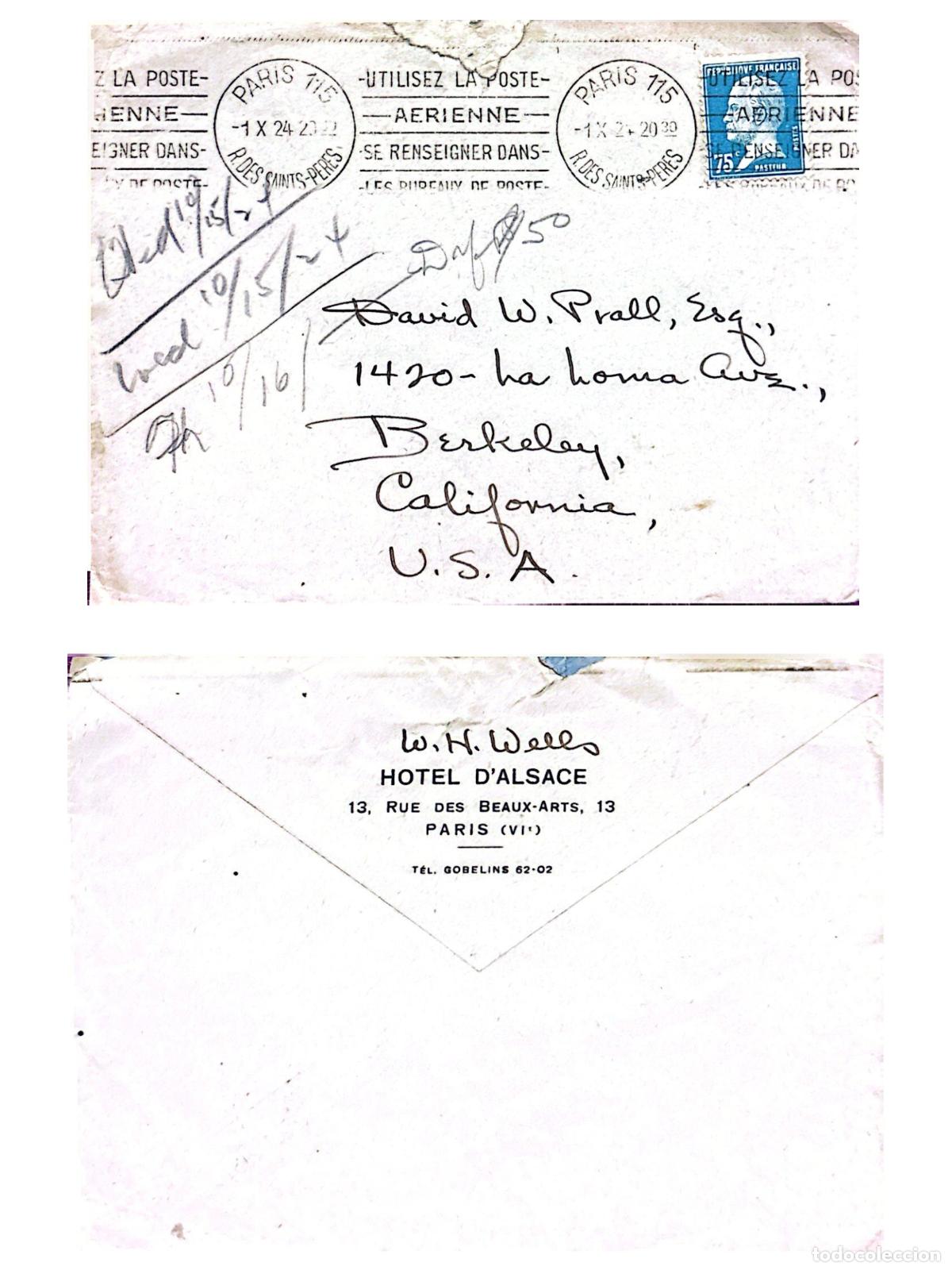 Timbres: CMI) 1923. FRANCE. EFFIGY OF PASTEUR. SENT TO USA. FRONT AND BACK. XF