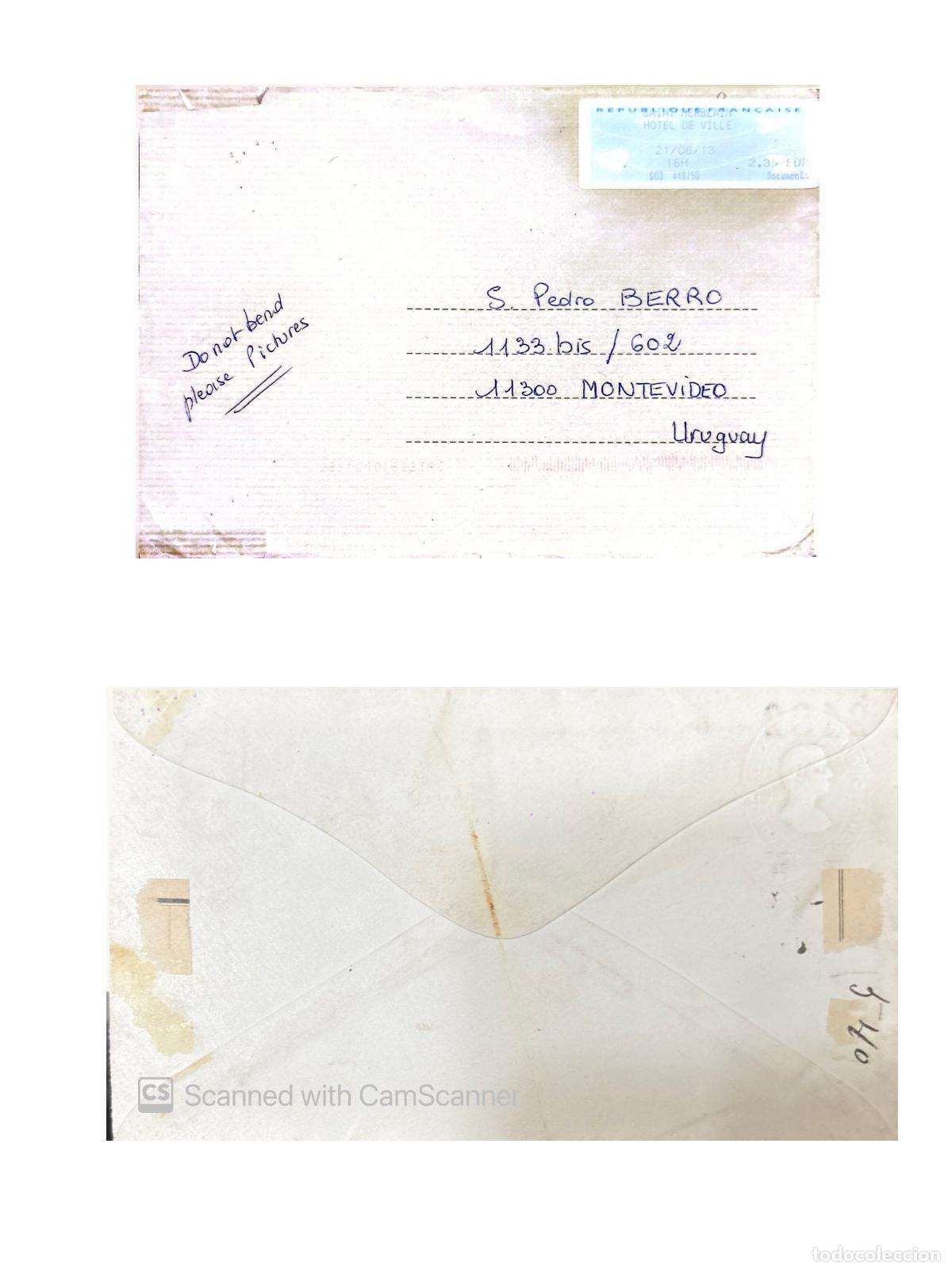 Sellos: CMI) 2013. FRANCE. DIGITAL PREPAID LABEL. ENVELOPE SENT TO URUGUAY. FRONT AND BACK. XF