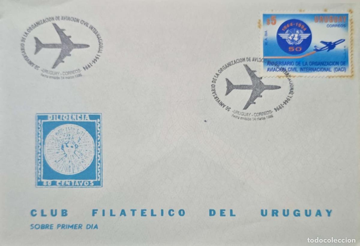 Sellos: CMI) 1995. URUGUAY. EMBLEM AND AIRCRAFT. FDC. 50TH ANNIVERSARY OF THE INTERNATIONAL CIVIL AVIATION O
